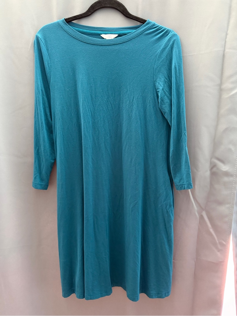 Time and Tru Teal Long-Sleeve Shift Dress